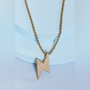Brass Lightning Pendant Necklace